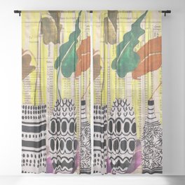 Painting no.8, 3 vases mid century style Sheer Curtain