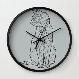  gray geometric cat Wall Clock