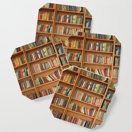 Bookshelf Books Library Bookworm Reading Coaster