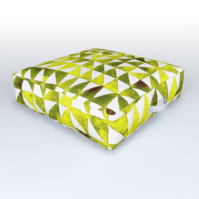Triangle Grid yellow and black Outdoor Floor Cushion