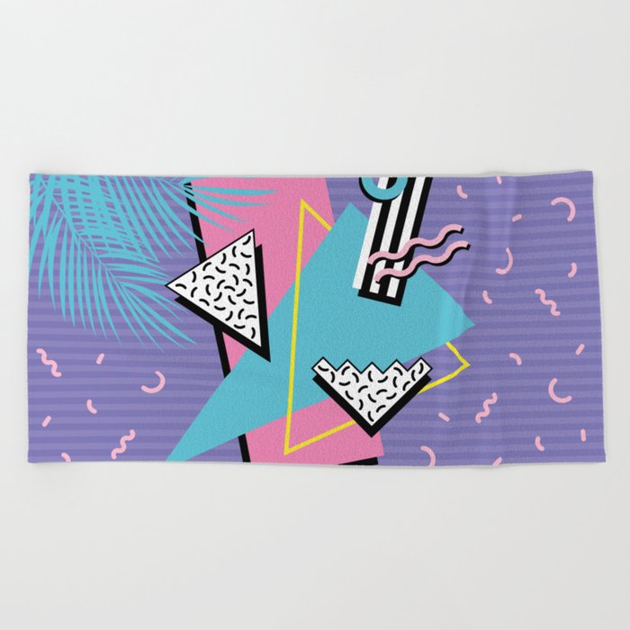 Memphis Pattern 57 - 80s - 90s Retro / 2nd year anniversary design Beach Towel