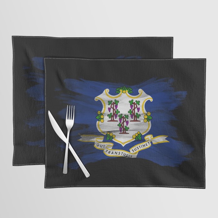 Connecticut state flag brush stroke, Connecticut flag background Placemat