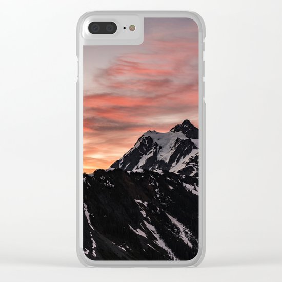 Pink Sky - Cascade Mountains Clear iPhone Case