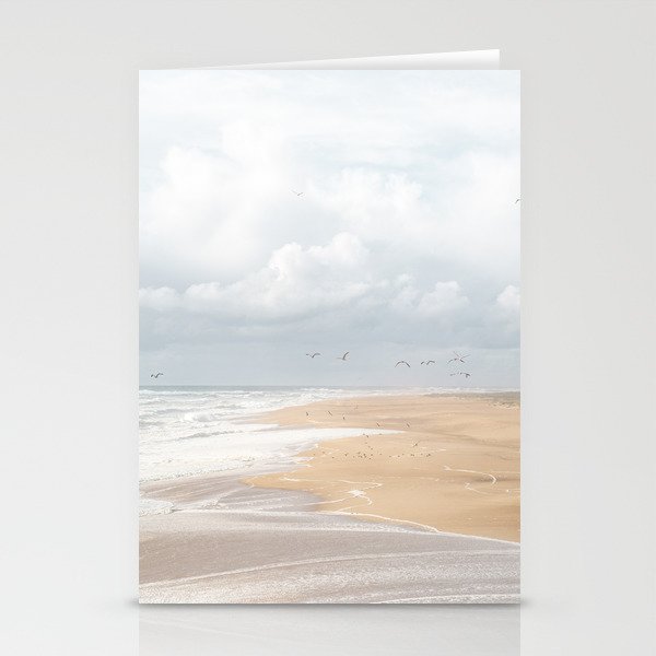 Nazaré Beach Photo | Seagulls by the Coast in Portugal Art Print | Pastel Color Travel Photography in Europe Stationery Cards