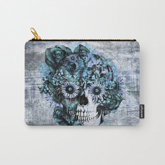 Blue grunge ohm skull Carry-All Pouch