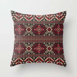 Ukrainian Folk Pattern in Red Throw Pillow