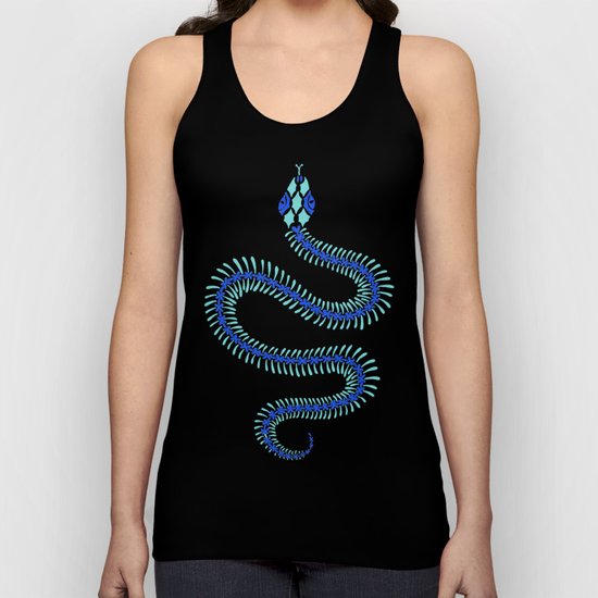 Snake Skeleton – Blue & Cream Unisex Tank Top