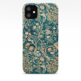 William Morris Vintage Melsetter Teal Blue Green Floral Art iPhone Case | Trees, Retro, Curtains, Homedecor, Farmhouse, Flowers, Boho, Floral, Fabric, Arts Crafts 