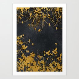 gold and black floral #goldblack #floral Art Print