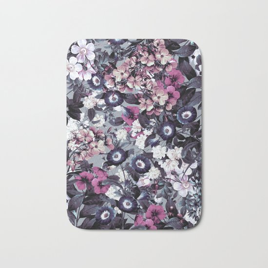 Forest Night Garden Gray Bath Mat