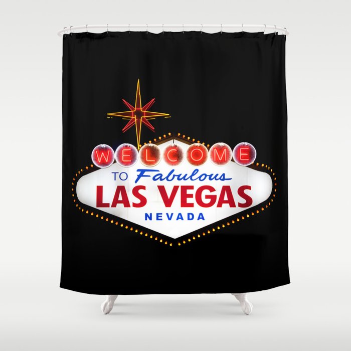 Welcome to Fabulous Las Vegas vintage sign neon on dark background Shower  Curtain by Vintage lovers