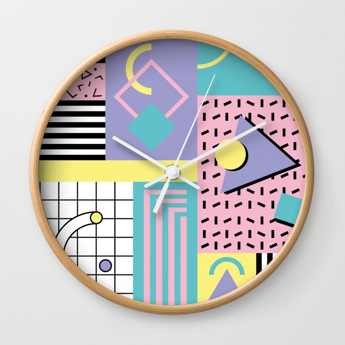 Memphis Pattern 27 - 80s - 90s Retro / 1st year anniversary design Wall Clock