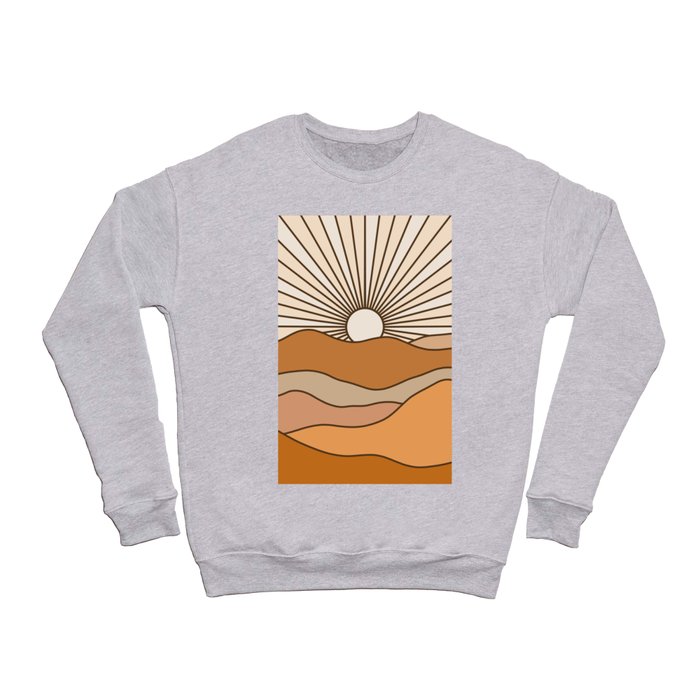 Boho Sunset Mountains Landscape Warm Colors Crewneck Sweatshirt