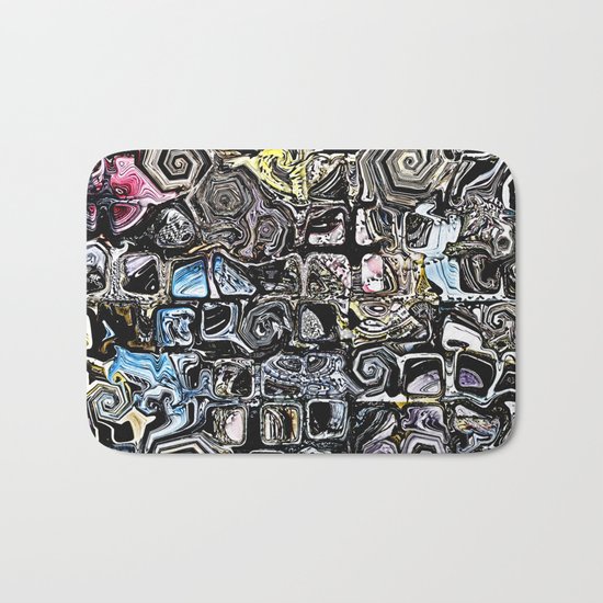 Distorted Shapes And Text Bath Mat