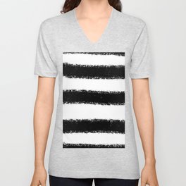 Black and white stripes V Neck T Shirt