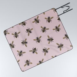 Bee Pattern Pink Picnic Blanket