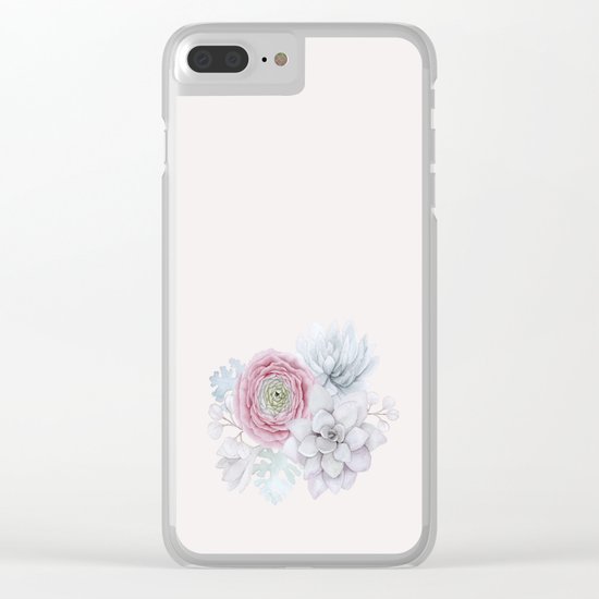 My mexican pastel pink succulent garden Clear iPhone Case
