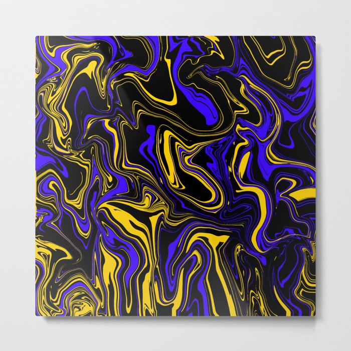 Yellow Blue and Black Oil Spill Metal Print