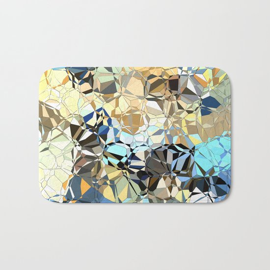 Blue And Beige Pattern Bath Mat