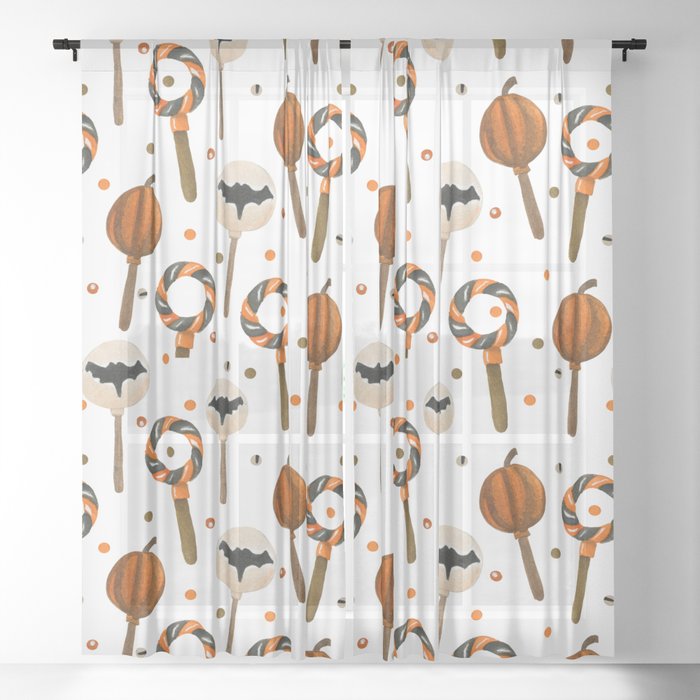 Halloween Watercolor Pattern 01 Sheer Curtain