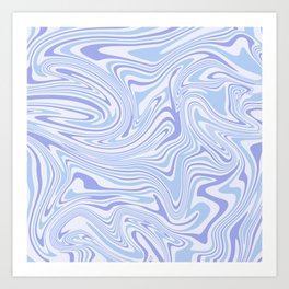 Pastel Blue Abstract Swirl Art Print