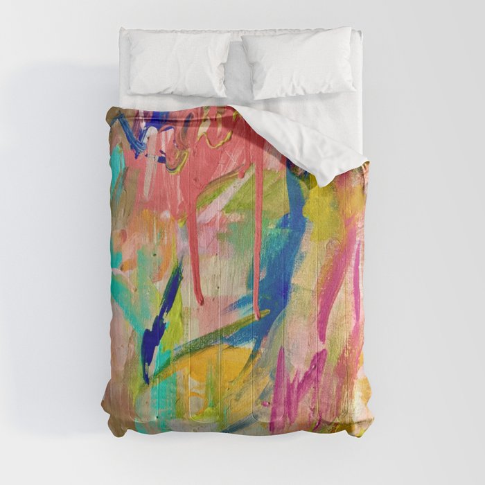 Wild Child: a colorful, vibrant abstract piece in neon and bold colors Comforter