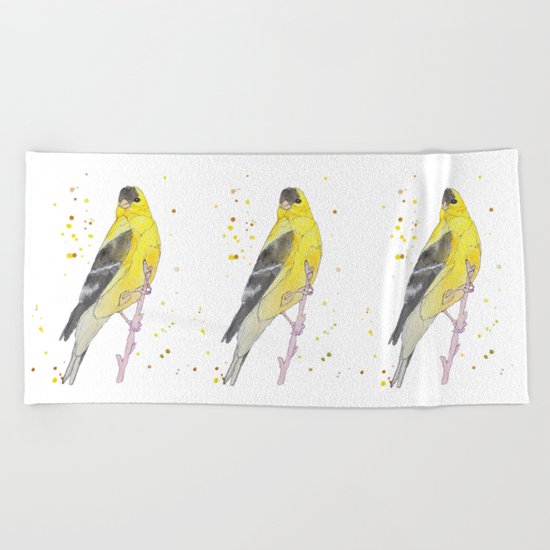 Yellow Bird Beach Towel