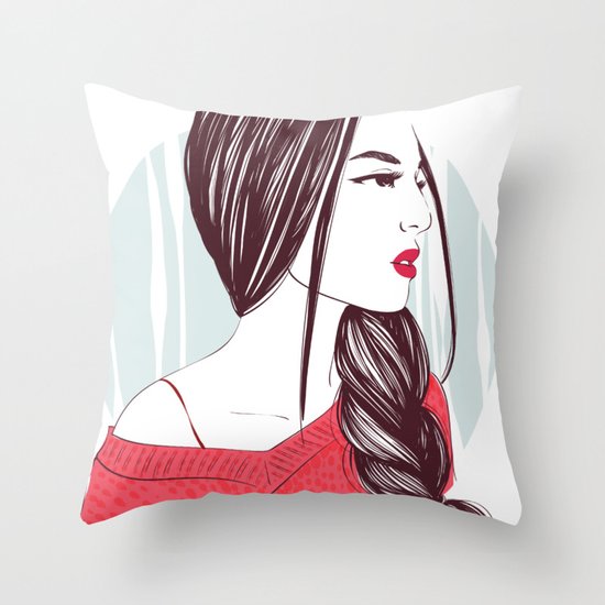 Zodiac: Illustration of Cancer zodiac sign as a beautiful girl. Throw Pillow by ...