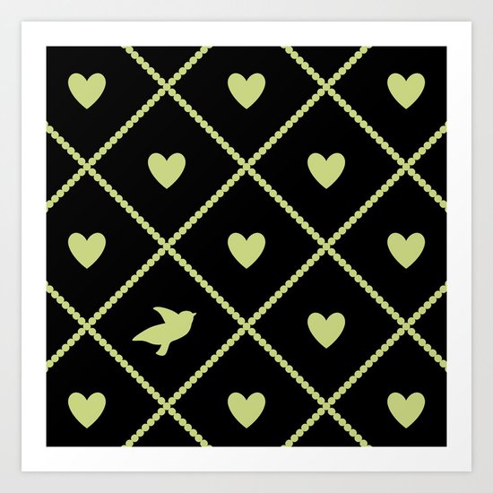 Always Near (from the Valentine set) (colors: midnight lime) Art Print