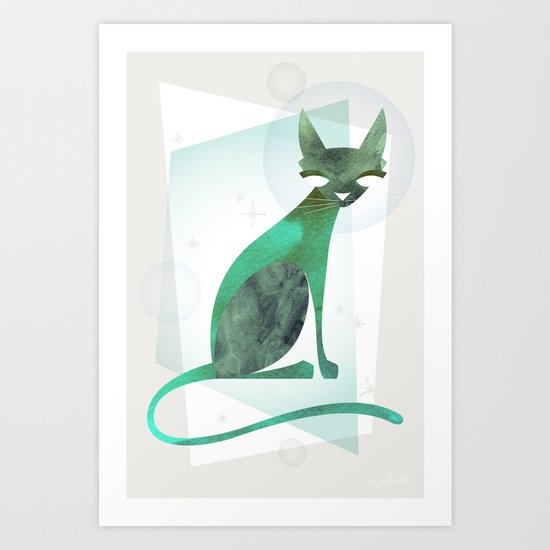 Mid-Century Feline Art Print