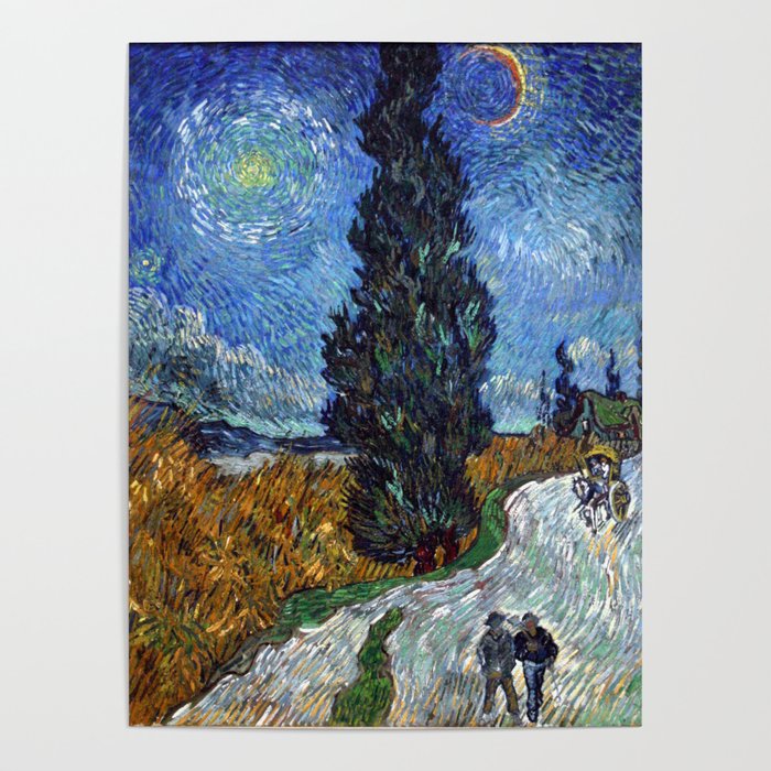 Vincent van Gogh - Road with Cypress and Star Poster