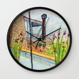 House by the mountains Wall Clock