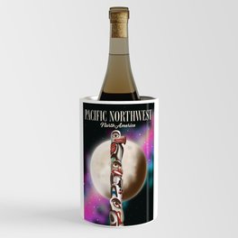 Pacific Northwest Totem pole travel poster. Wine Chiller