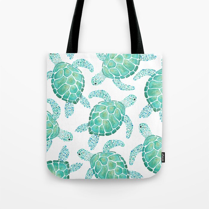 Sea Turtle Pattern - Blue Tote Bag