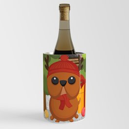 Cute owl celebrates Christmas eve Wine Chiller