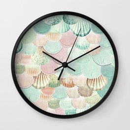 MERMAID SHELLS - MINT & ROSEGOLD Wall Clock | Mint, Mermaidscales, Ocean, Conch, Glitter, Shell, Clam, Photo, Scales, Monikastrigel 