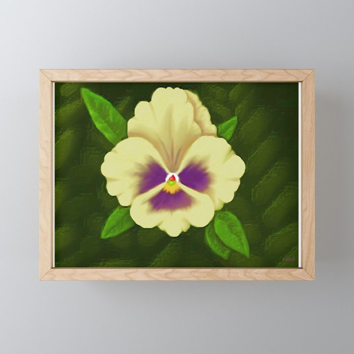 Pansy flower with leaves  Framed Mini Art Print