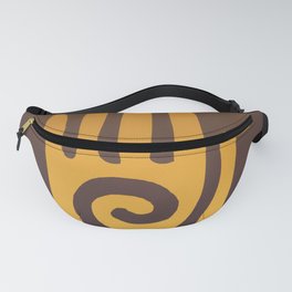 Spiral Hand Symbol - Ochre on Purple and Brown Gradient Background Fanny Pack