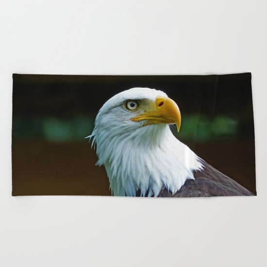 American Bald Eagle Head Beach Towel