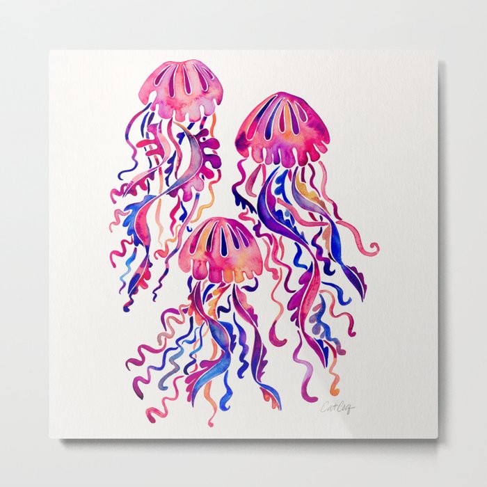 Jellyfish – Magenta Palette Metal Print