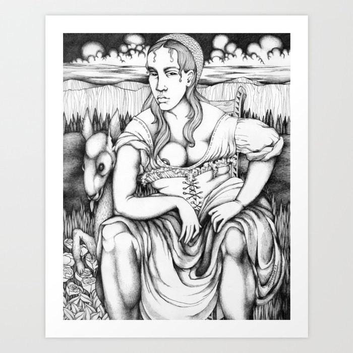 Regal Wench with Dog Art Print