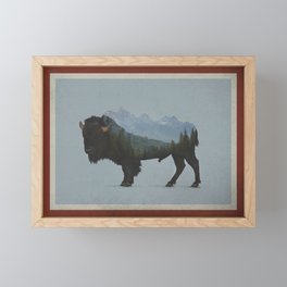 Wyoming Bison Flag Framed Mini Art Print