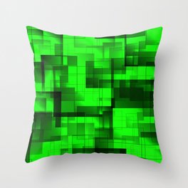 Mosaic of green volumetric squares with a shadow. Throw Pillow