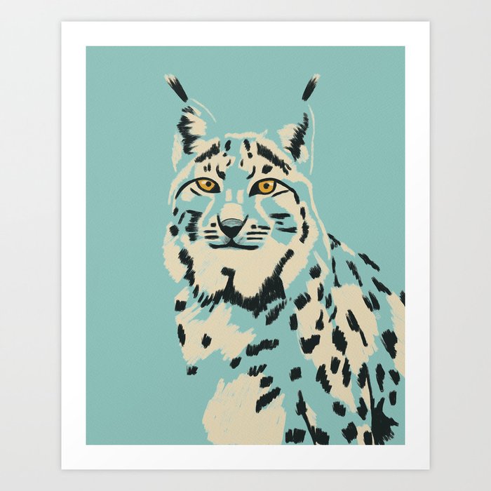 Big Cat Series - Lynx Blue Art Print