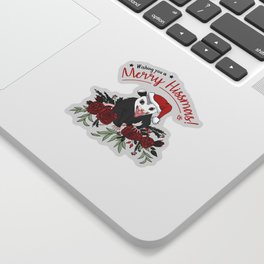 Merry Hissmas - floral christmas themed possum baby Sticker