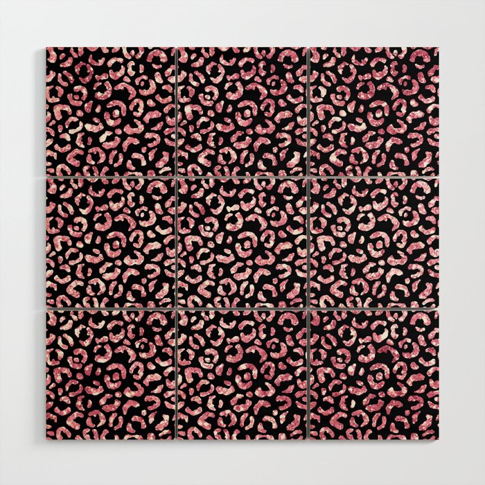 Girly Pink Leopard Pattern Wood Wall Art
