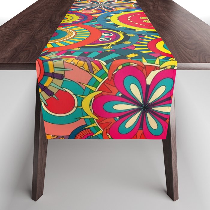 Multicolored Floral Art Table Runner