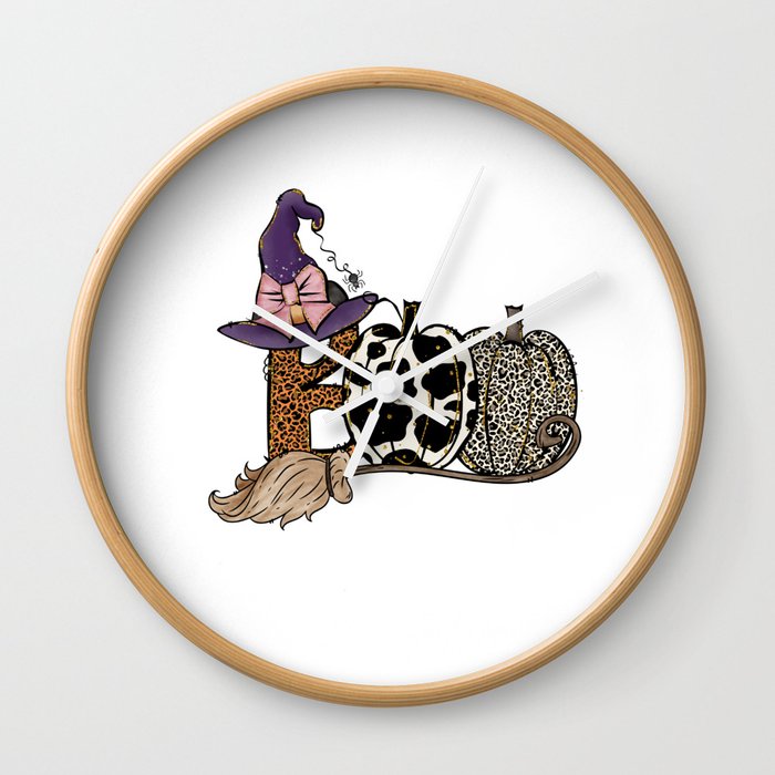 Halloween sublimation pumpkins witch hat Wall Clock