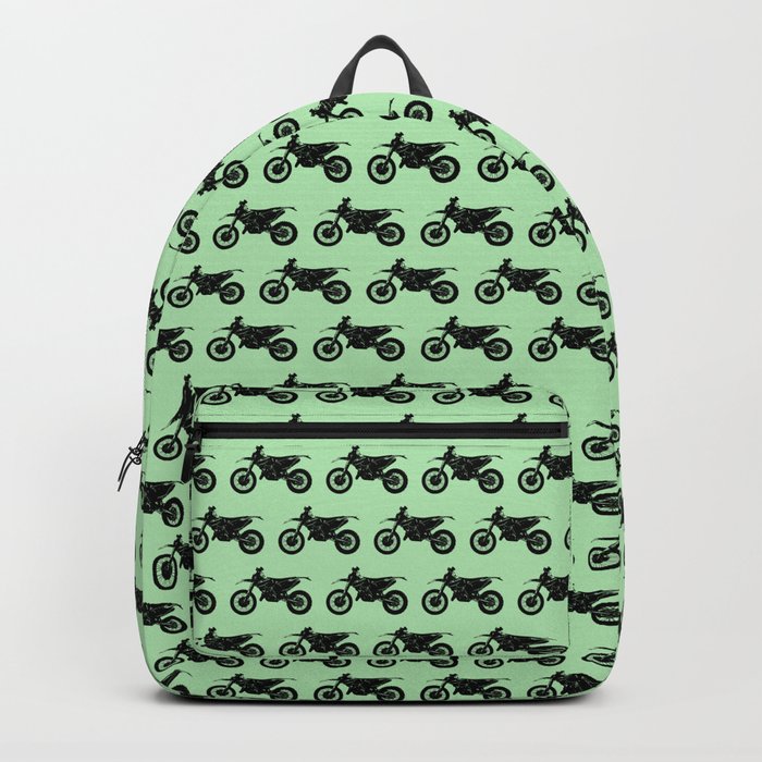 Dirt Bikes // Light Green Backpack