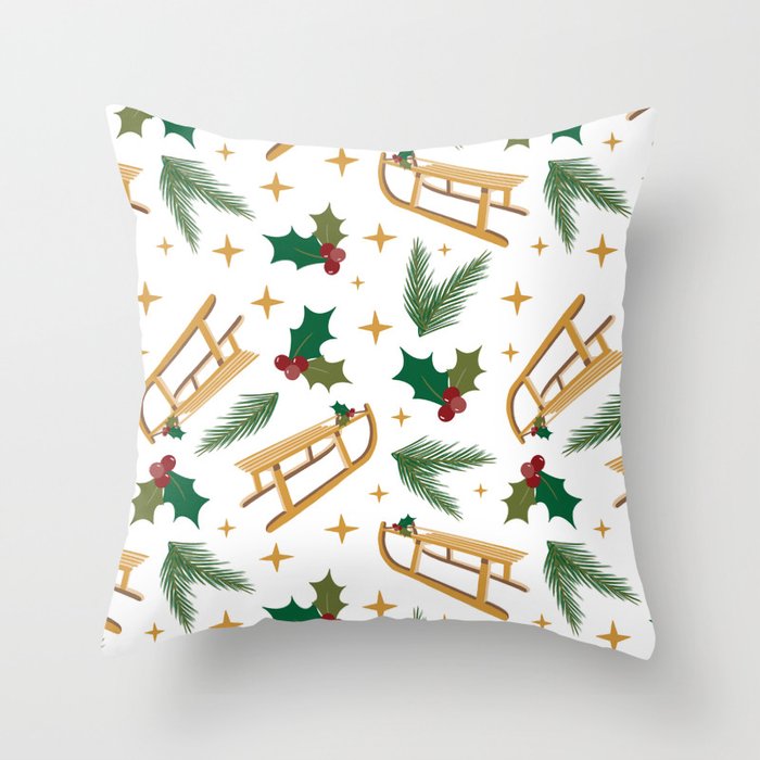 Classic Holiday - Sledding Throw Pillow